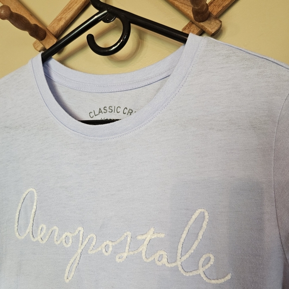 Aeropostale Baby Blue Classic Crew T Shirt Large Cotton Blend Casual Loungewear - Picture 4 of 6